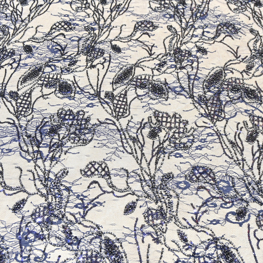 Beautiful Imported Net Cut Dana & Sequins Embroidery Designer Fabric EA1533-2