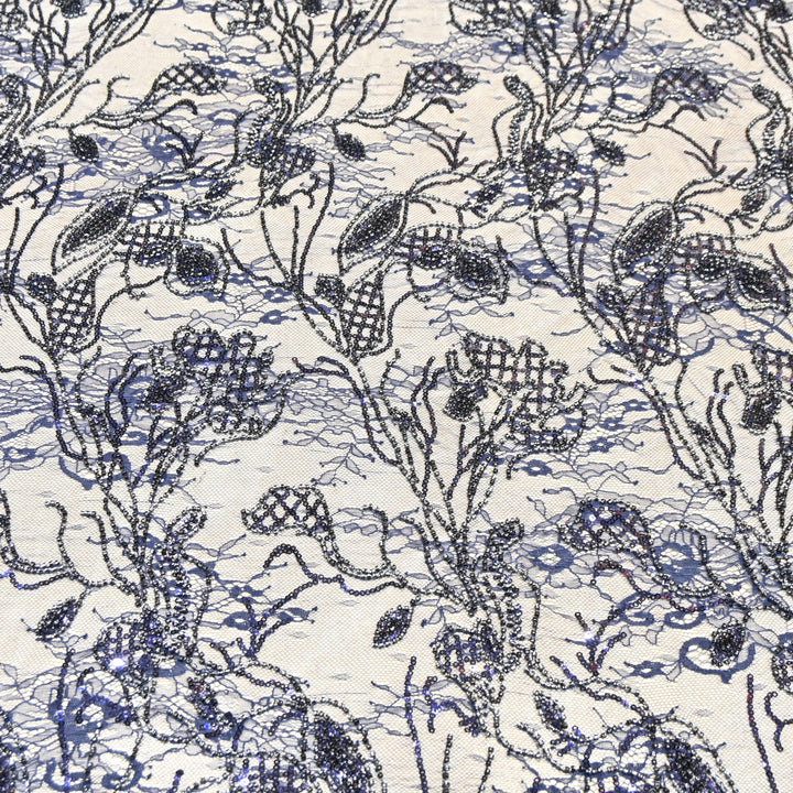 Beautiful Imported Net Cut Dana & Sequins Embroidery Designer Fabric EA1533-2