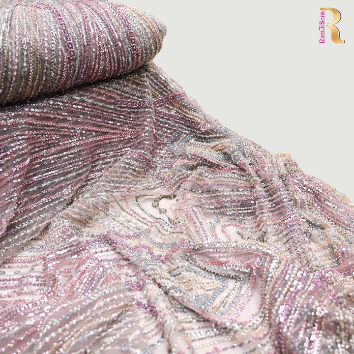 Soft Mauve Pink Net Imported Embroidery Fabric.|29T50