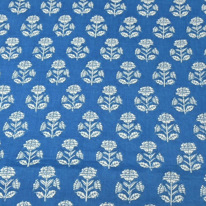 Summer Blue Cotton Printed Fabric