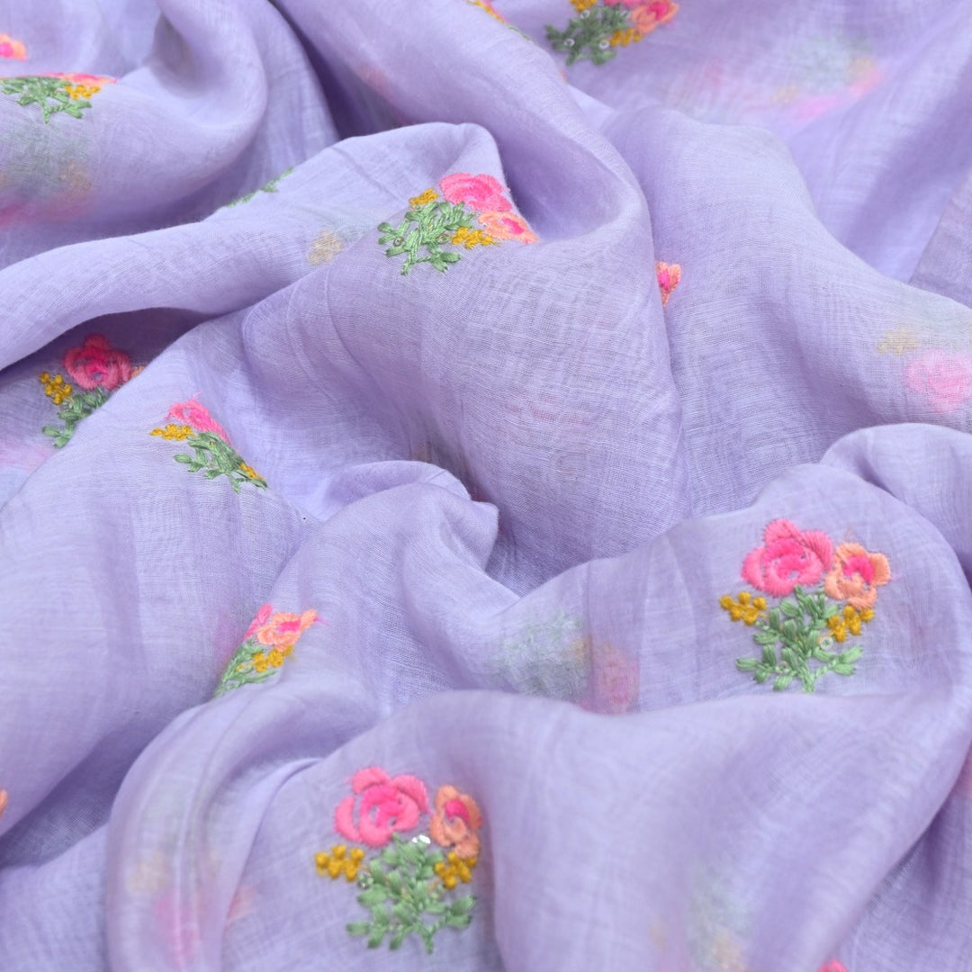 Melrose  Color Mul Chanderi Thread & Sequins Embroidery Fabric | Designer Fabric-V01954C