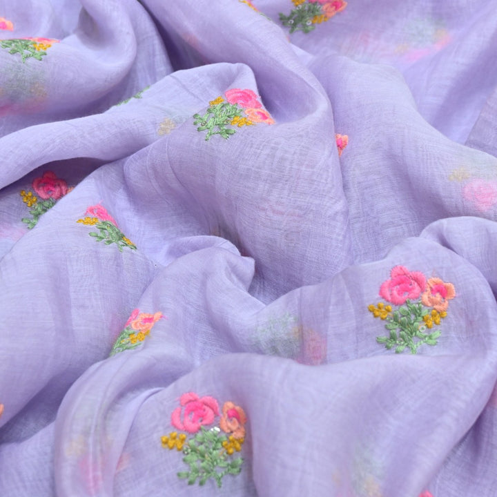 Melrose  Color Mul Chanderi Thread & Sequins Embroidery Fabric | Designer Fabric-V01954C