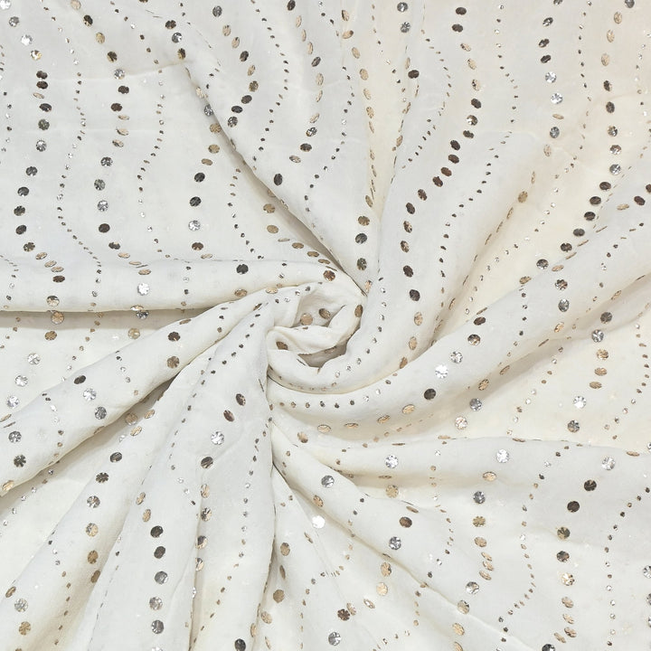 Dyeable Pure Silk Georgette Handwork Mukaish Fabric CC0627