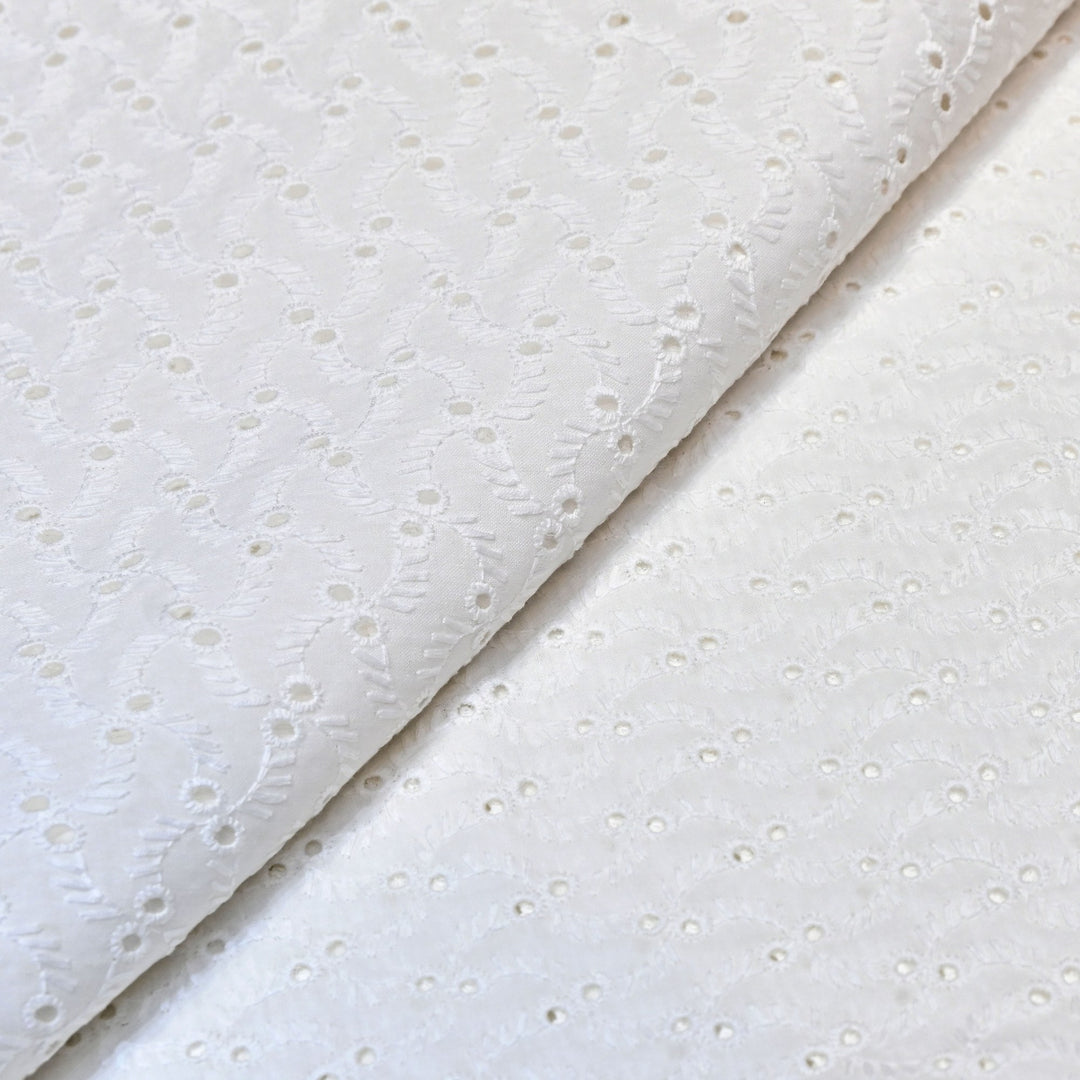 Cotton Chikan Cutwork Fabric- Lightweight Designer Embroidery Fabric- SIF145-5