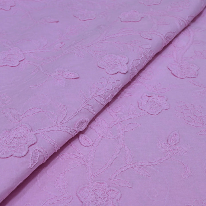 Purple Dragon Color Pure Cotton Floral Thread Embroidery Fabric