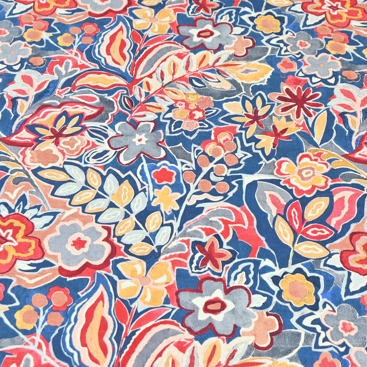 Blue Omura Cotton Artistic Floral Print