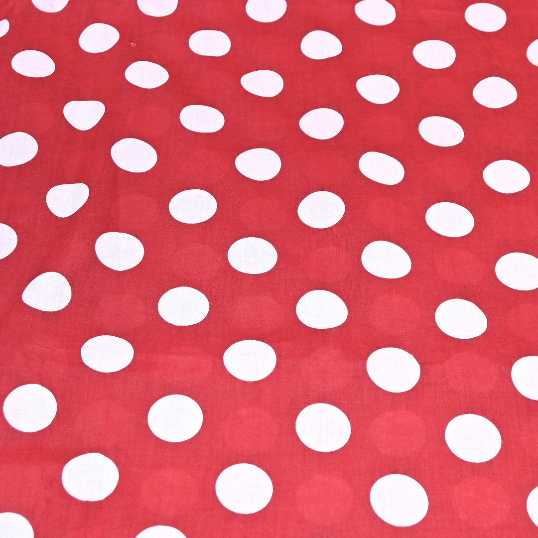 Premium Cotton Polka Dot Printed Fabric - Soft Breathable Designer Cotton Fabric - 000350-1d