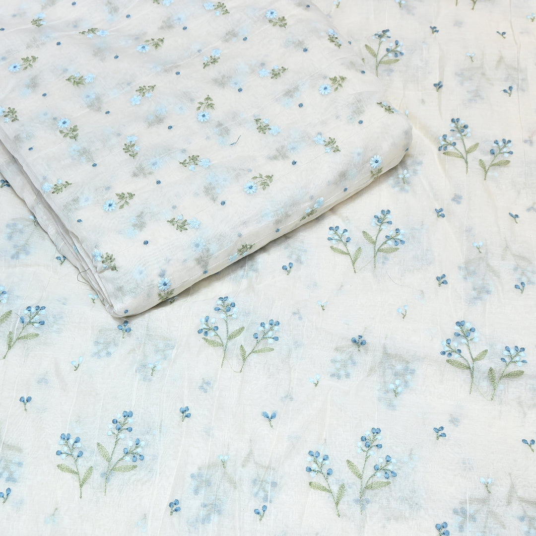 Dyeable Mul Chanderi Thread Embroidery Fabric – Soft Summer Designer Fabric-MF8212-2