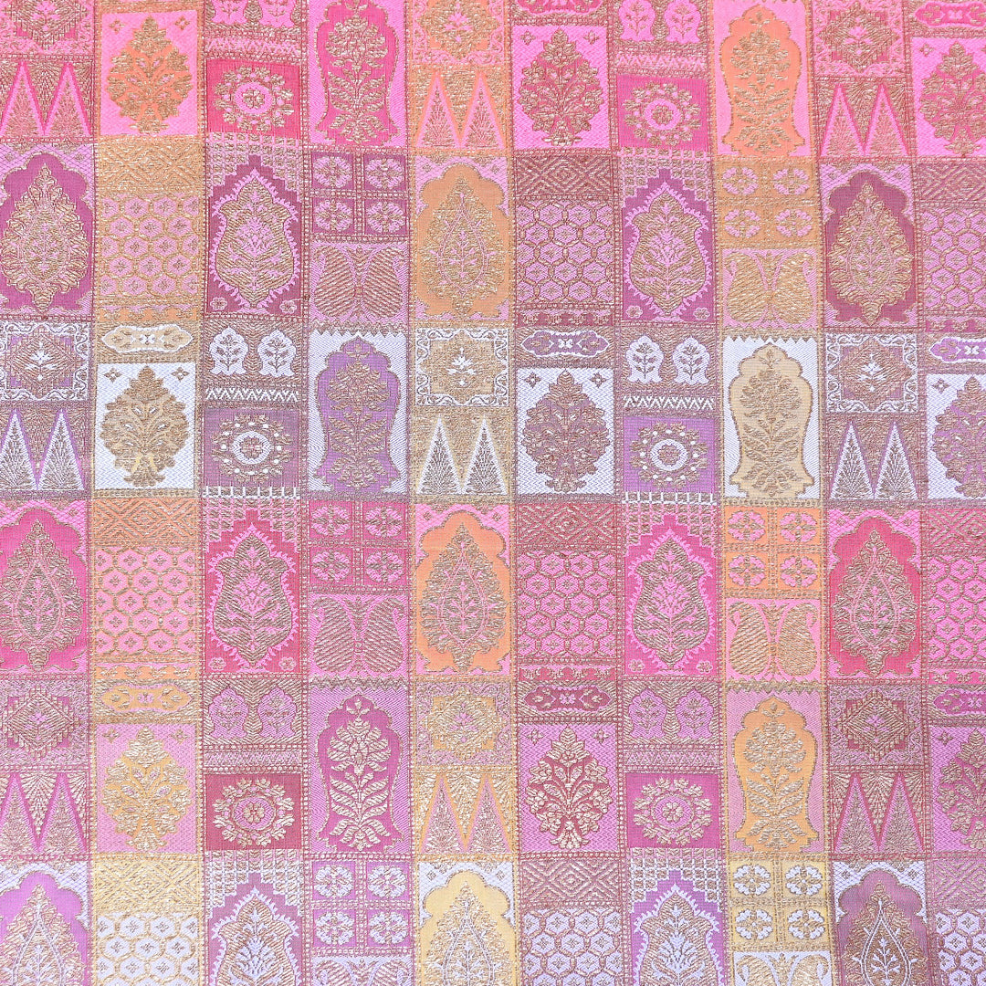 Multi Rangoli Brocade Fabric – Premium Zari Woven Designer Brocade Fabric 001006-A14
