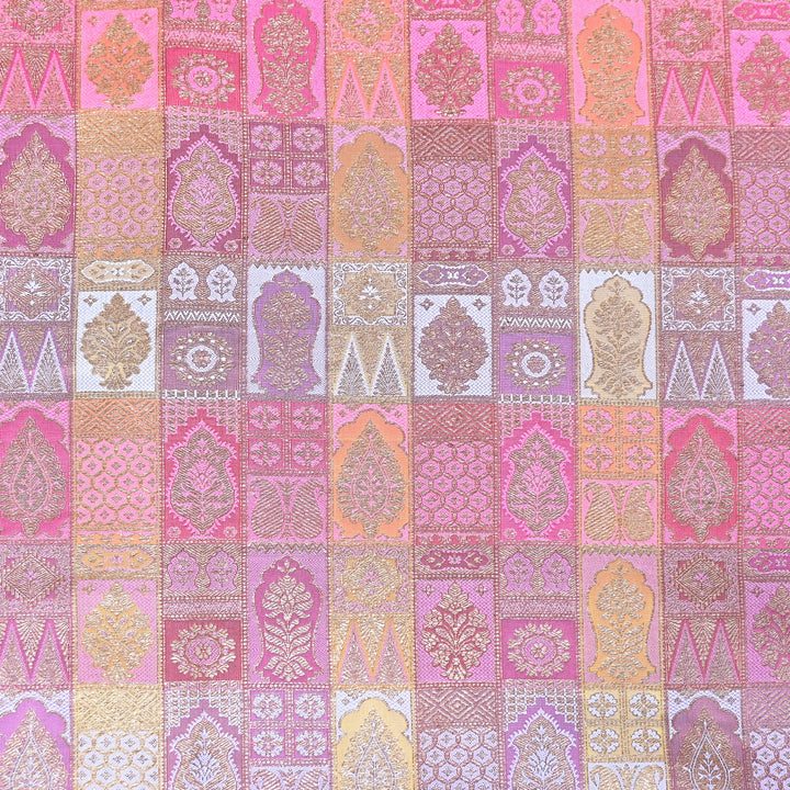 Multi Rangoli Brocade Fabric – Premium Zari Woven Designer Brocade Fabric 001006-A14