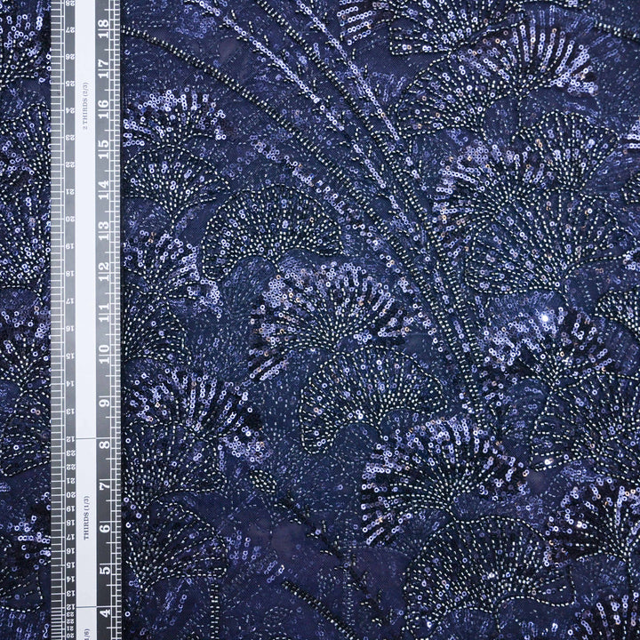 Navy Blue Net Imported Embroidery Fabric.| 017-255T