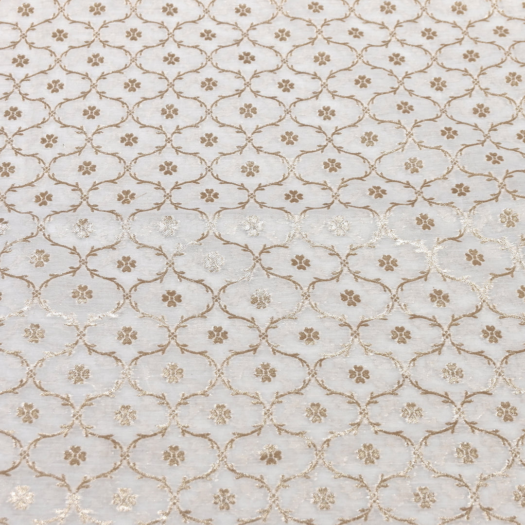 Banarasi Chanderi Gold Mat Zari Fabric – Premium Designer Ethnic Wear Fabric 000313-12