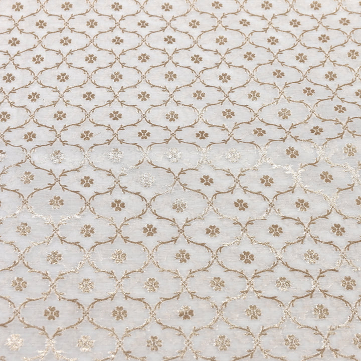 Banarasi Chanderi Gold Mat Zari Fabric – Premium Designer Ethnic Wear Fabric 000313-12