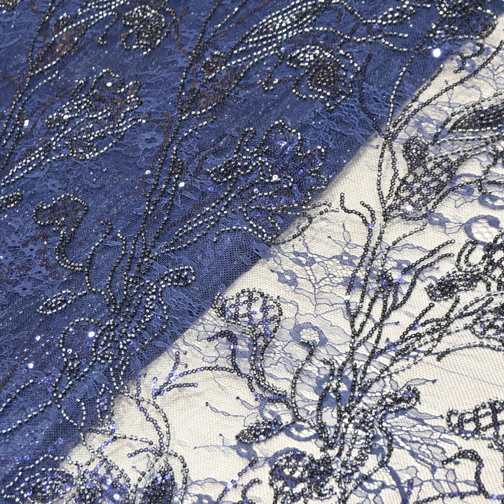 Beautiful Imported Net Cut Dana & Sequins Embroidery Designer Fabric EA1533-2