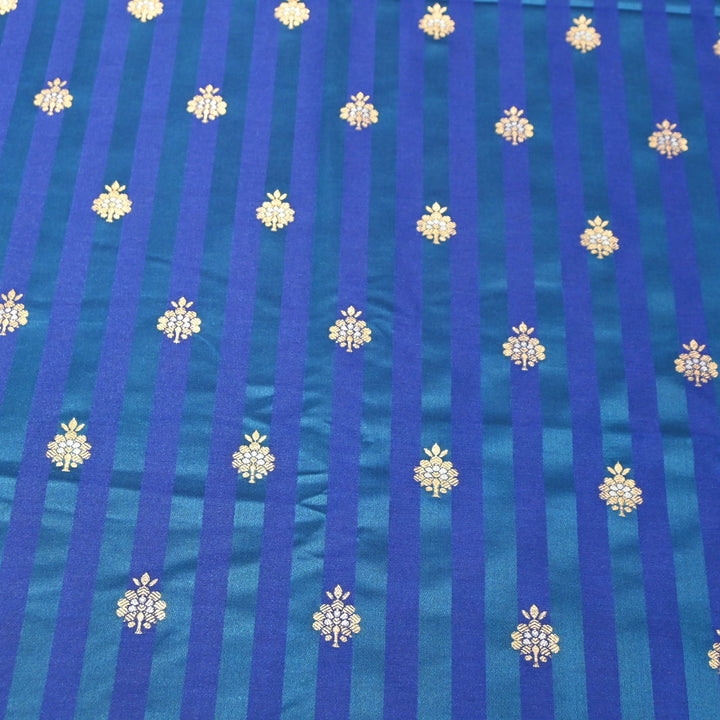 Ocean Blue Mina Zari Brocade Fabric
