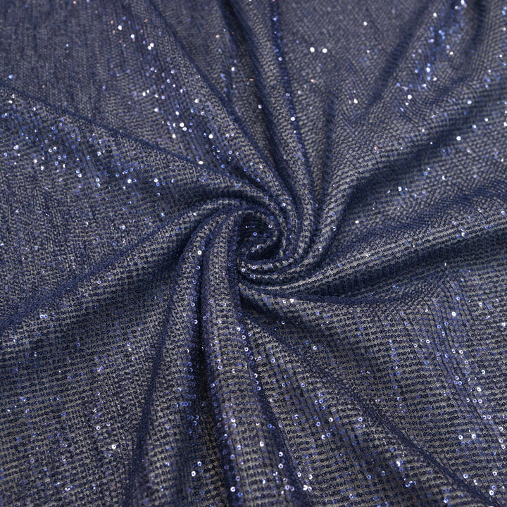 Midnight Blue Dubai Imported Net Fabric with Sequins Embroidery