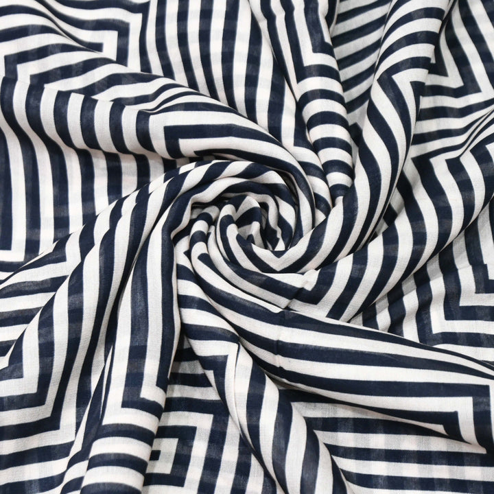 Zebra Stripe Print Muslin Fabric