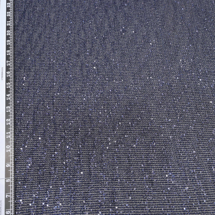 Midnight Blue Dubai Imported Net Fabric with Sequins Embroidery