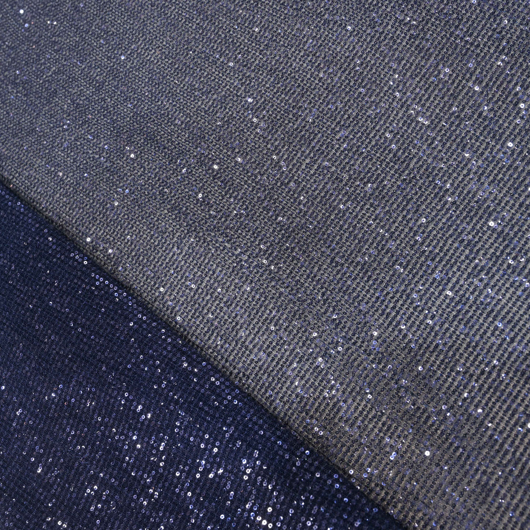 Midnight Blue Dubai Imported Net Fabric with Sequins Embroidery