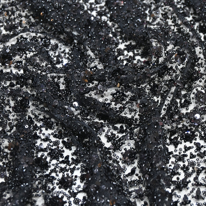 Black Color Luxury Imported Net Fabric featuring Heavy Cut Dana &amp; Sequins Embroidery ED1533-02