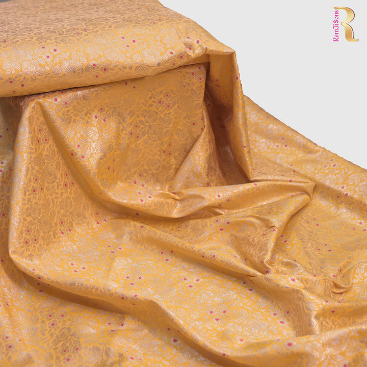 Warm Mustard Silk Meena Zari Brocade | B-22-184