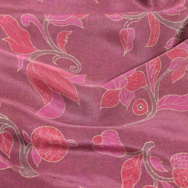 Tulip Pink Colour Viscose Crape Digital Print Fabrics