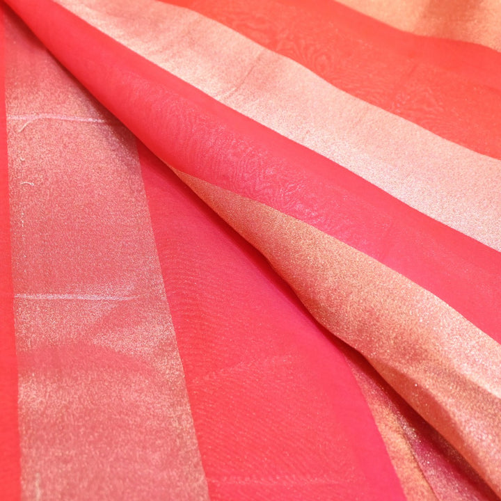 Premium Organza 4D Shade Zari Stripes Designer Fabric-VF0192-1