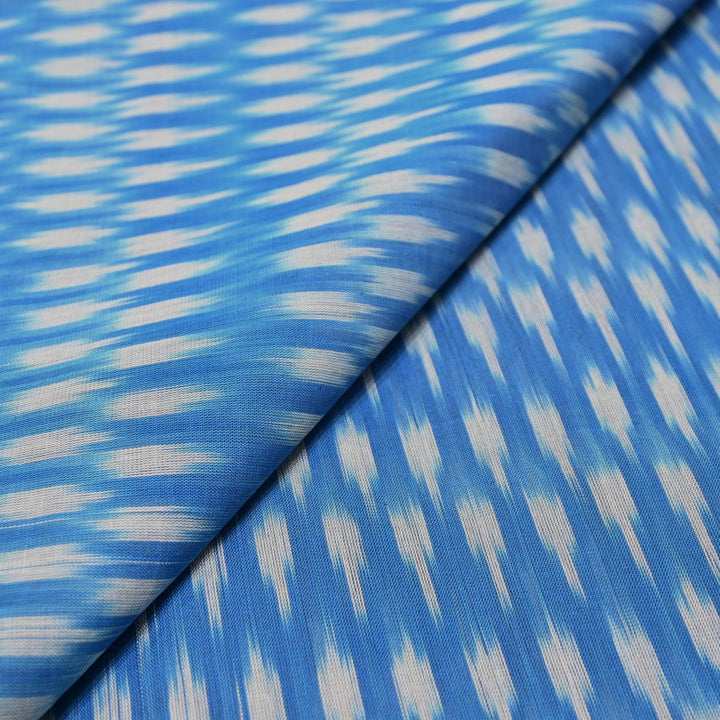 Silk Blue Pure Ikkat Print Fabric-VH0065-1