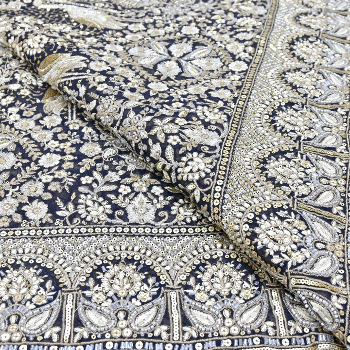 Dyed Viscose Georgette Zari Sequins Embroidery Fabrics