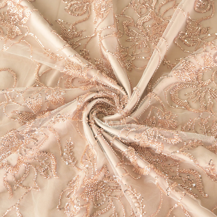 Light Pink Imported Net Fabric with allover Sequins & Cutdana Embroidery
