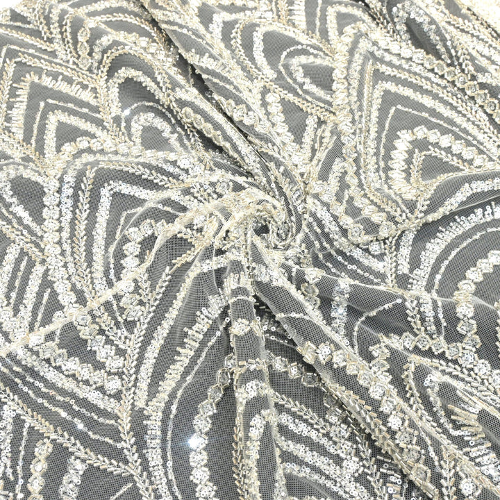 Imported Net Cutdana With Sequins Handwork Embroidery Fabrics