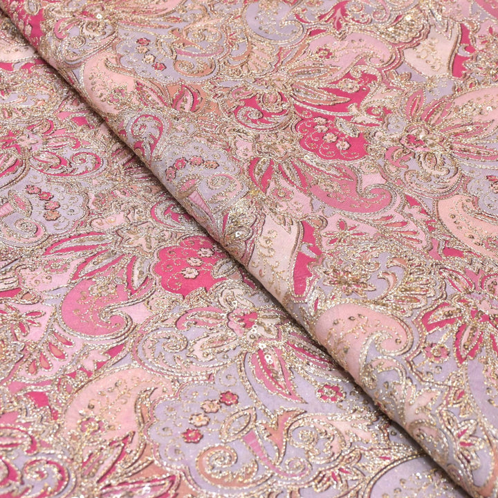 Viscose Georgette  Position Prints, Zari Sequin Embroidery Fabrics