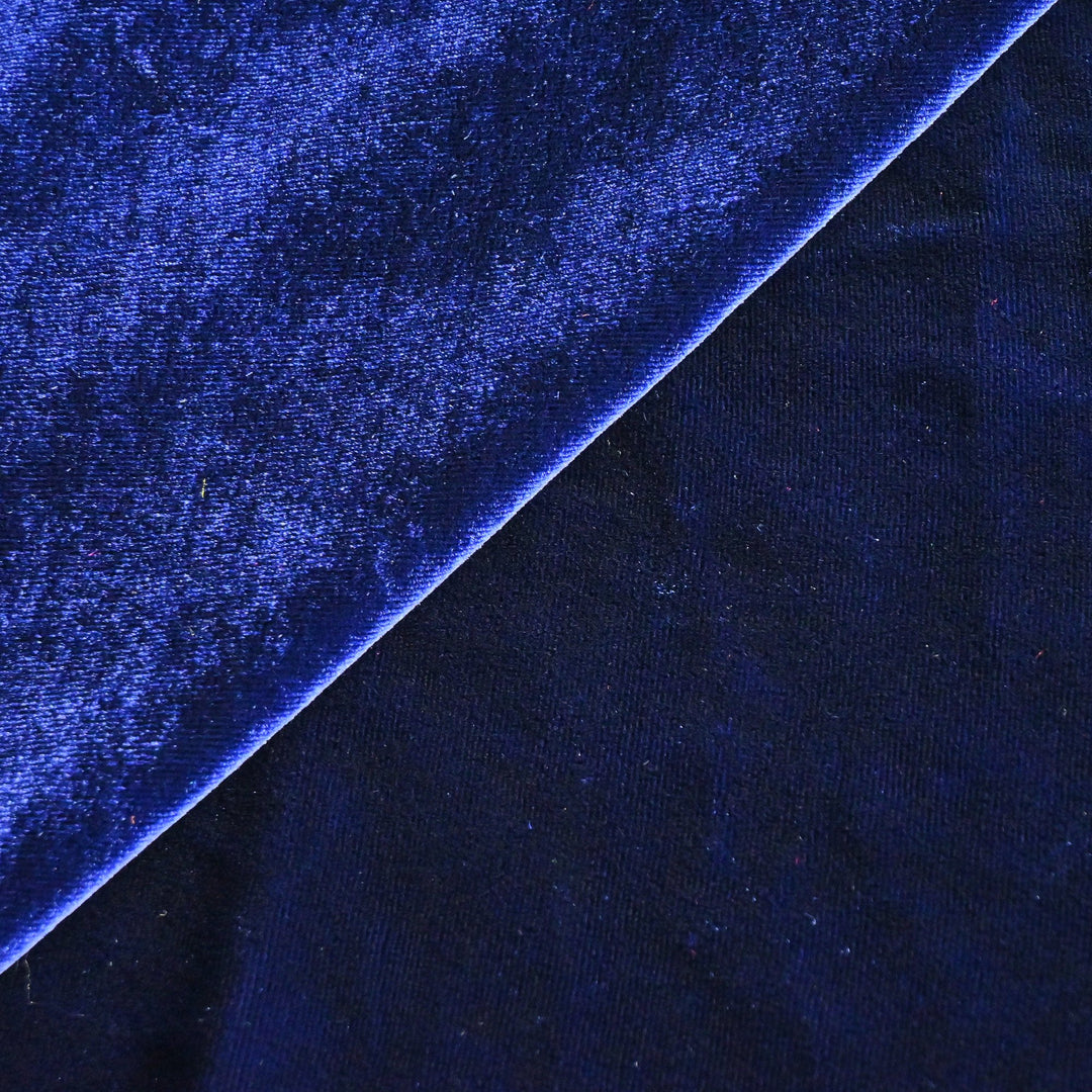 Lapis Blue Color Plain Pure Silk Velvet Fabrics