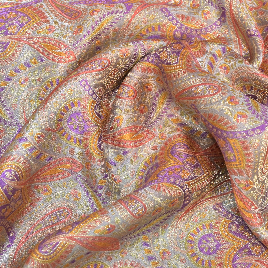 Gajji Satin Position Print Zari Jacquard Fabrics