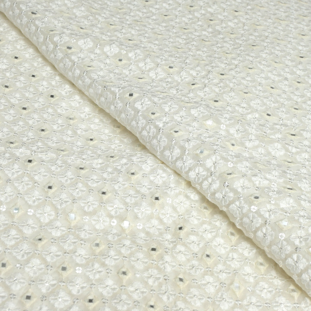 Viscose Georgette Mirror Sequins Embroidery Fabrics
