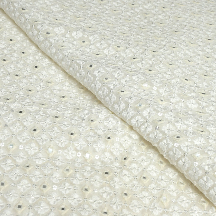 Viscose Georgette Mirror Sequins Embroidery Fabrics