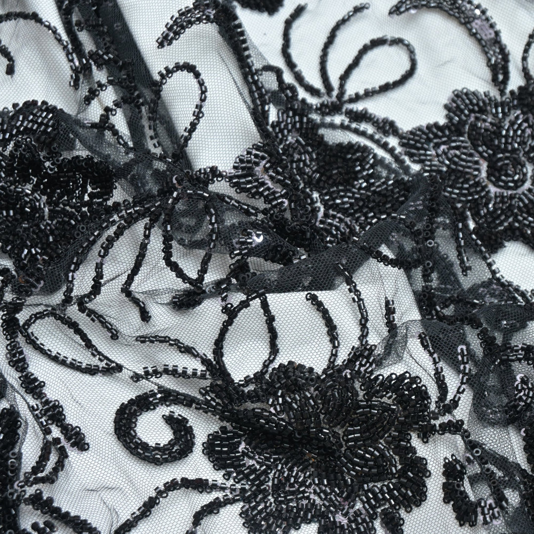 Imported Net Cutdana With Sequins Handwork Embroidery Fabrics