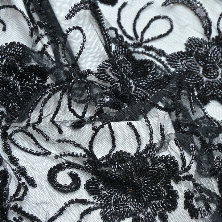 Imported Net Cutdana With Sequins Handwork Embroidery Fabrics