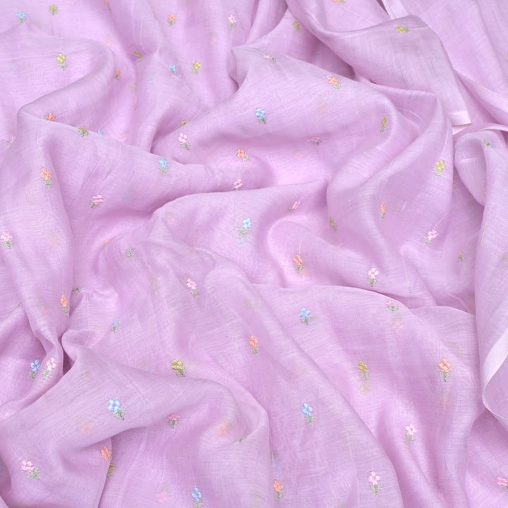 Cotton Chanderi Multi Thread Buti Embroidery Fabric