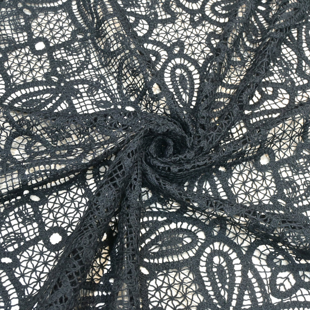 Black Color Crocet Lace Fabric