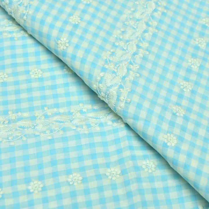 Cotton Checks Chikan Buti Fabrics