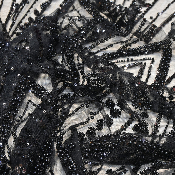 Imported Heavy Beaded & Sequin Embroidery Net Fabric- 8821330-01