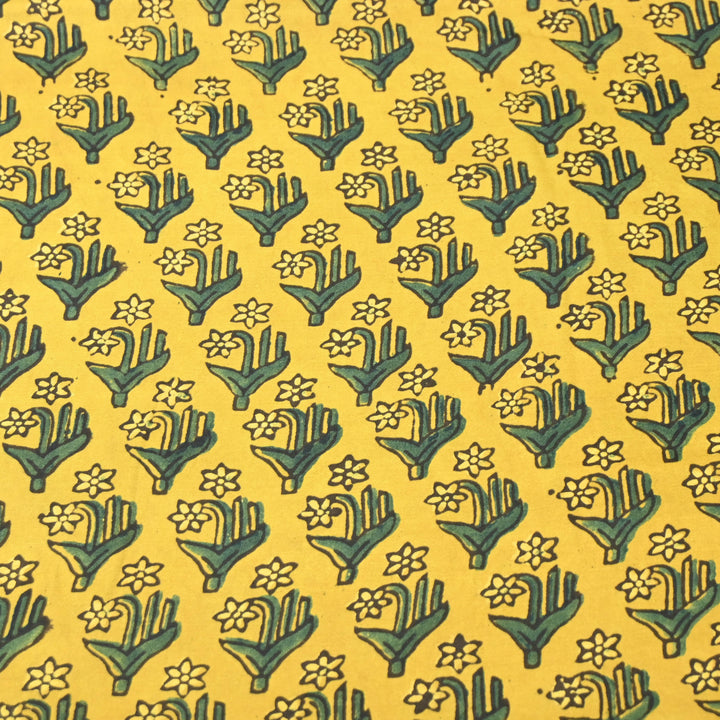 Mustard Modal Satin Fabric in Digital Print