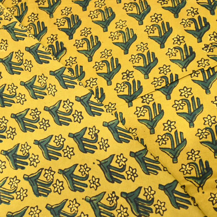 Mustard Modal Satin Fabric in Digital Print