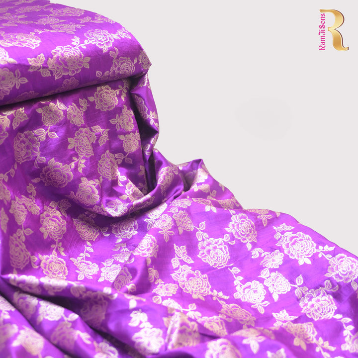 Orchid Pure Mango Silk Zari Brocade fabric. | 165-192O