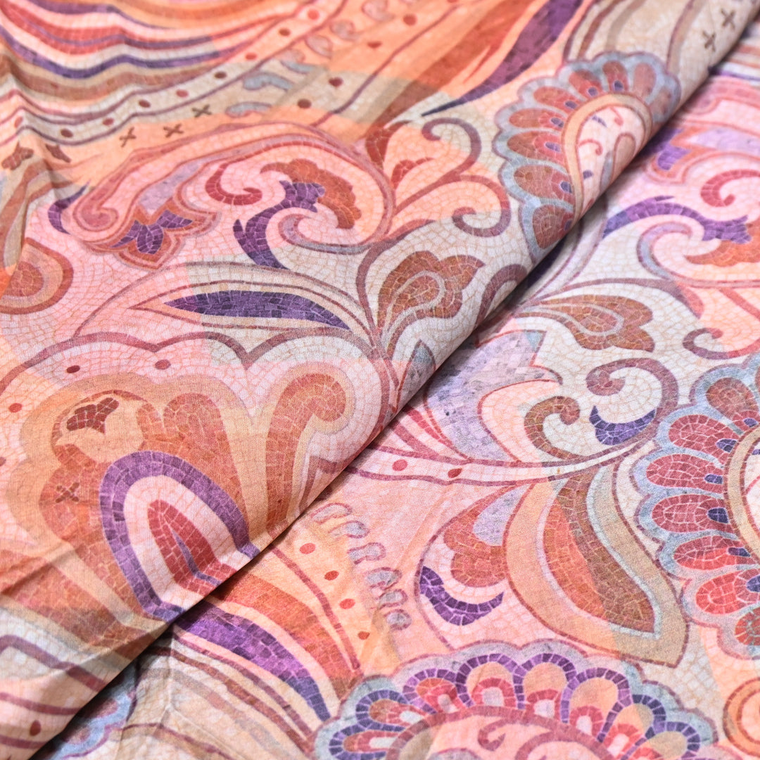 MULTICOLOUR PAISLEY MUSLIN DIGITAL PRINT FABRIC- KTP44-01