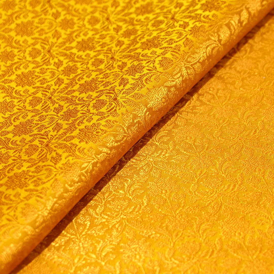 Mustard Yellow Tanchui Silk Brocade Fabric