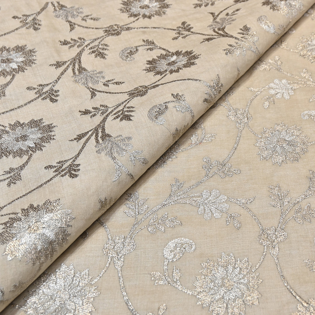 Pure Tassar Silk Zari Embroidery Fabric – Premium Ethnic Designer Fabric for Festive & Wedding Wear -TSR4452-1