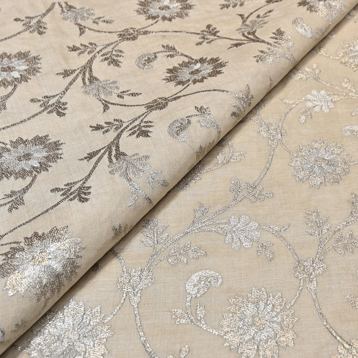 Pure Tassar Silk Zari Embroidery Fabric – Premium Ethnic Designer Fabric for Festive & Wedding Wear -TSR4452-1