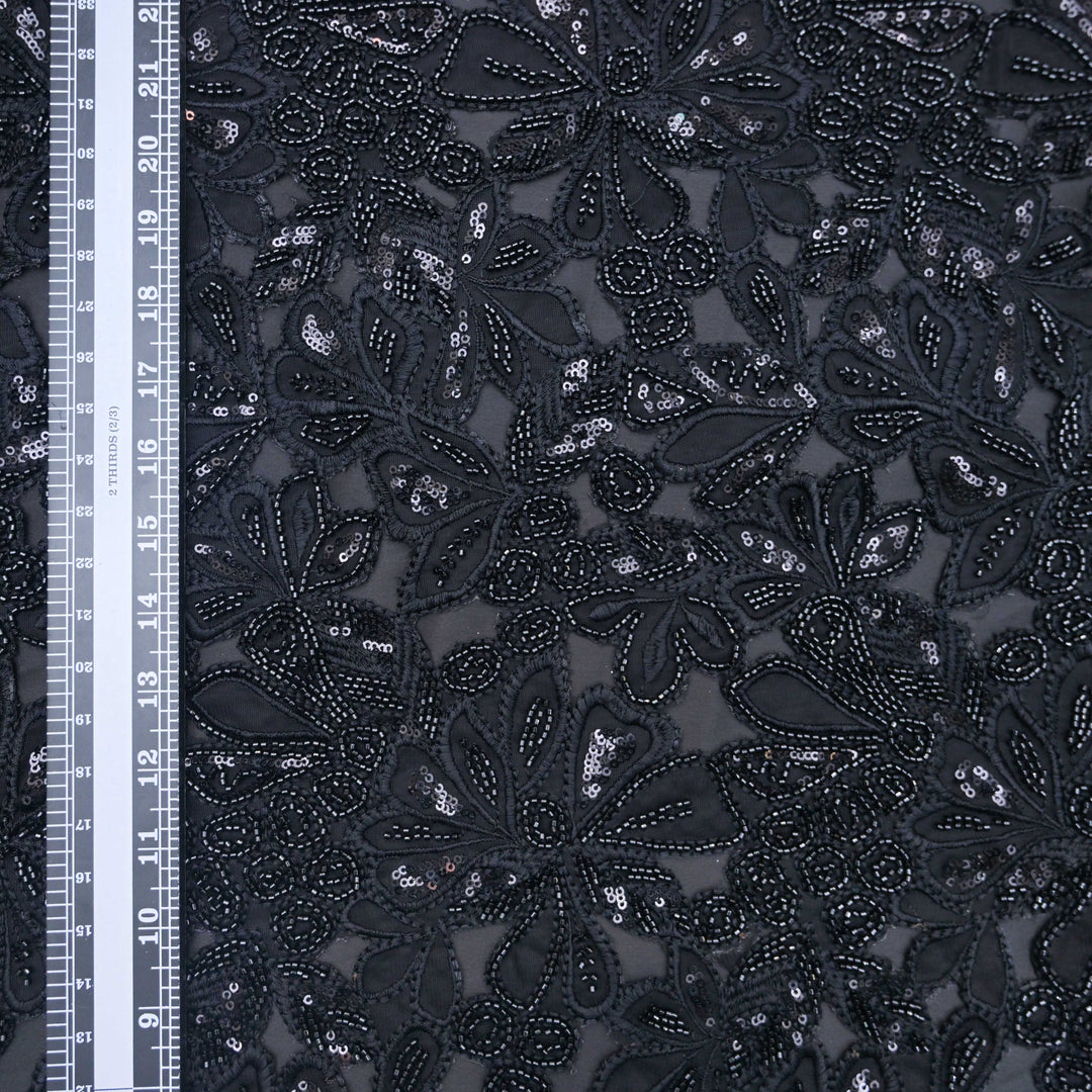 Black Net Cutwork Embroidery
